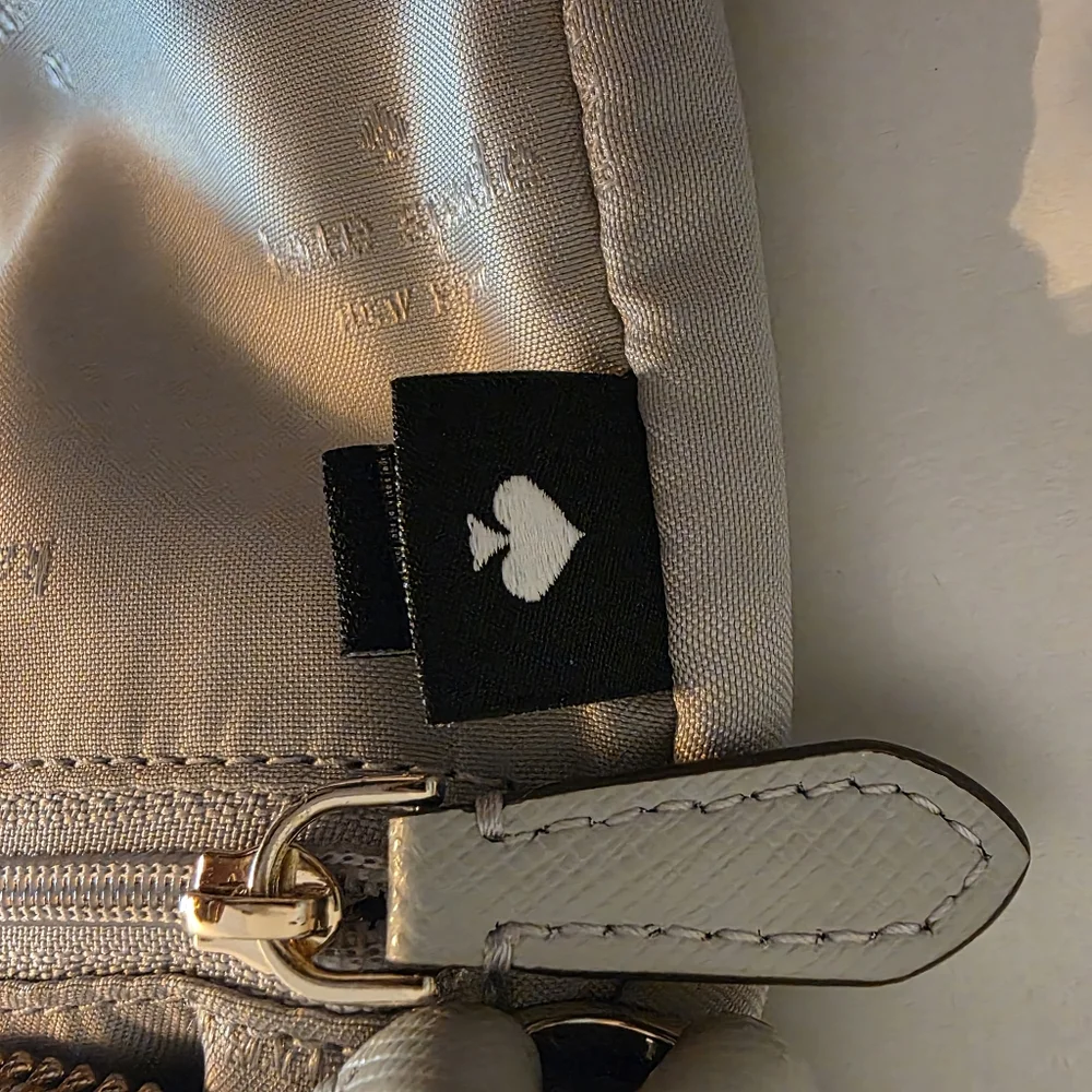 Kate Spade NY Sadie North South Crossbody Platinum Gray Saffiano Leather EUC
